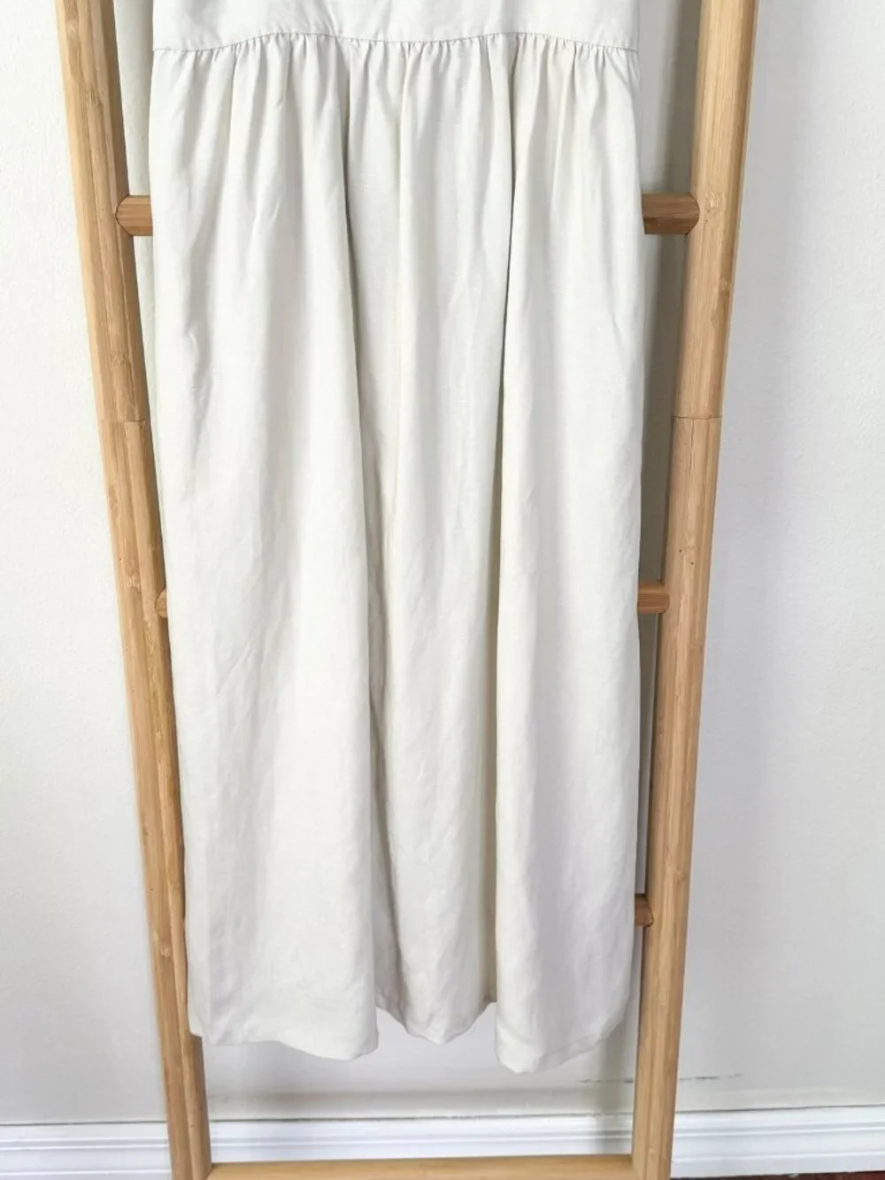 Zara Linen Cream Ivory Midi Dress Size XS Beige Minimalist Slip Sundress - Picture 5 of 10